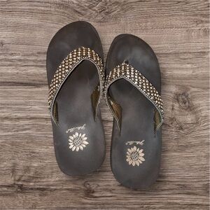 Yellow Box brown wedge women’s flip flop